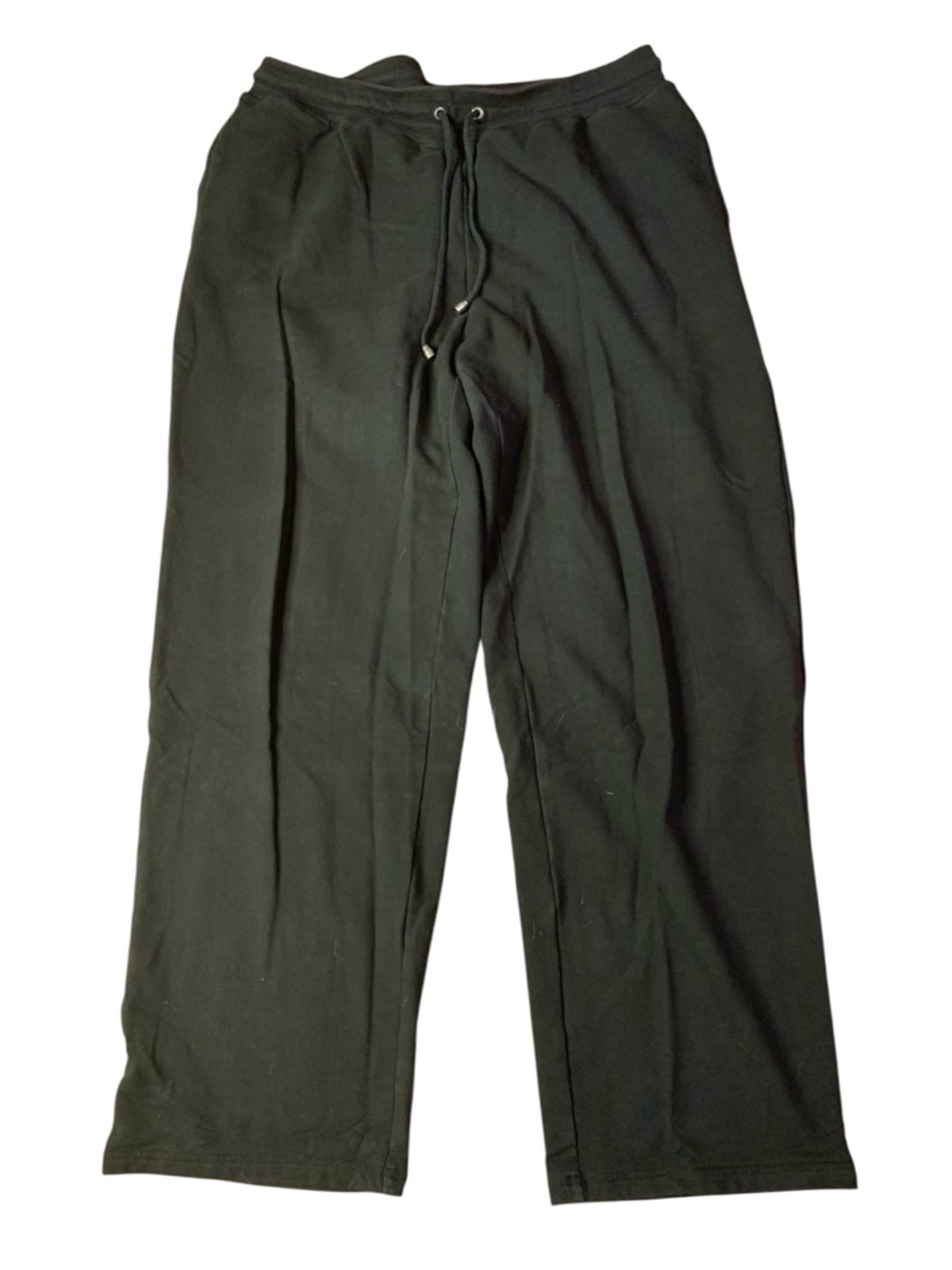 Liz Claiborne 1X Black Knit Wide Leg Lounge Pants Drawstring Plus Size